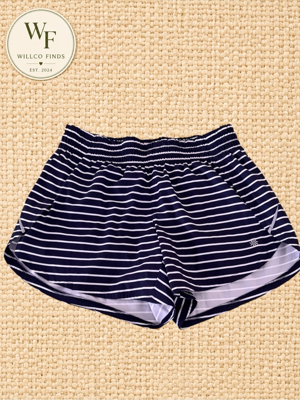 Athleta Navy White Stripe Running Shorts Elastic Waist Size Small Women’s